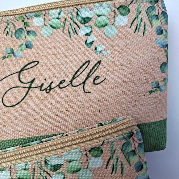 Necessaire Verde, Bege Personalizada Lembrancinha
