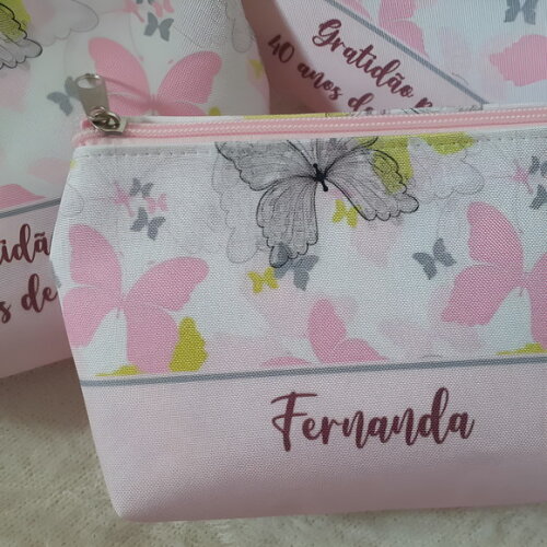 Bolsinha Necessaire Personalizada Borboletas, Jardim