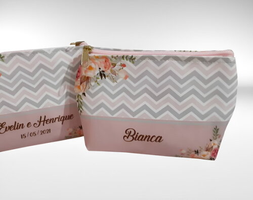 Bolsinha Necessaire Personalizada Rosa Queimado, Rosê, Nude