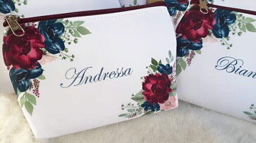 Bolsinha Necessaire Personalizada Vinho, Marsala