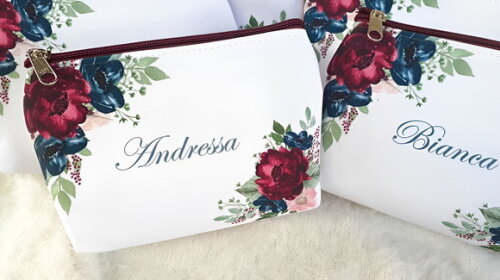 Bolsinha Necessaire Personalizada Vinho, Marsala