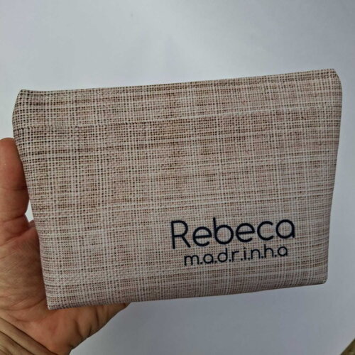 Necessaire Personalizada Azul Juta, Cru, Rustica Casamento