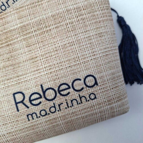 Necessaire Personalizada Azul Juta, Cru, Rustica Casamento