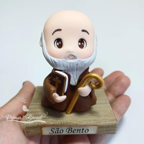 Imagem São Bento em Biscuit - Decoração Religiosa