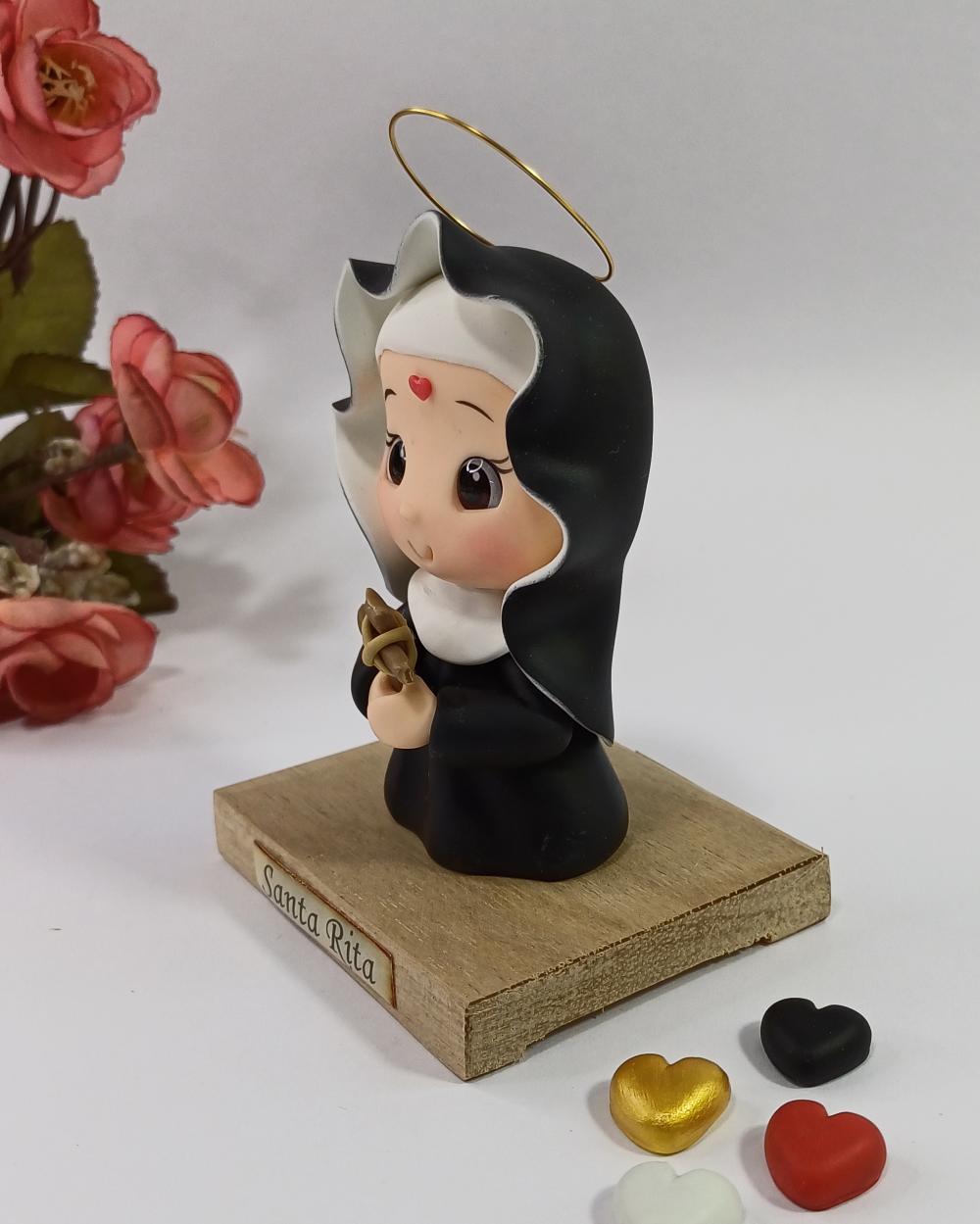 Santa Rita de Cássia em Biscuit Imagem Católica Artesanal