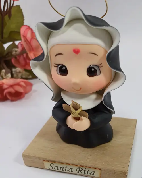 Santa Rita de Cássia em Biscuit Imagem Católica Artesanal