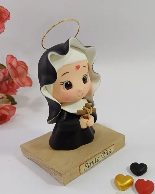 Santa Rita de Cássia em Biscuit Imagem Católica Artesanal