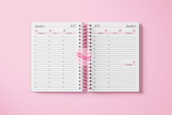 Agenda Rosa Visão Semanal 2027 - Miolo Arquivo Digital