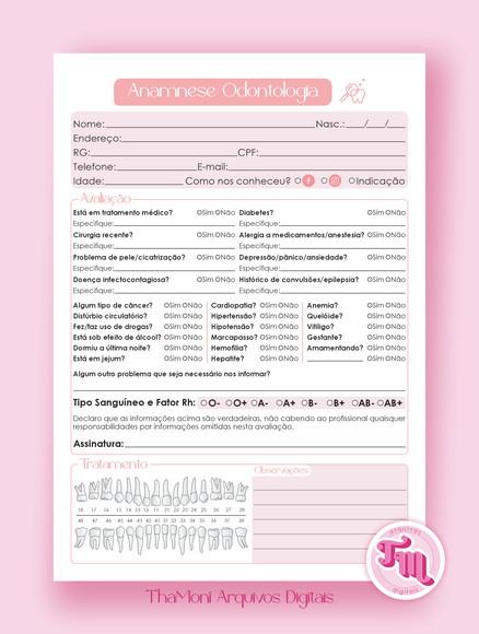 Anamnese Odontologia - Arquivo Digital