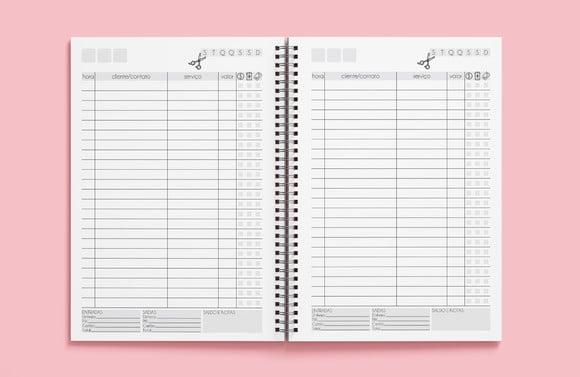 Caderno Agendamento Barbearia - Miolo em Arquivo Digital
