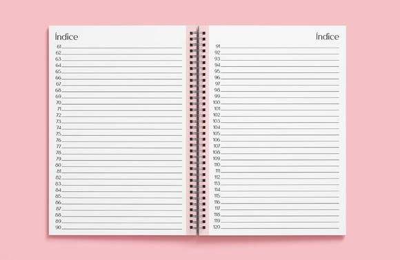 Caderno Numerado Rosa com Índice - Miolo em Arquivo Digital