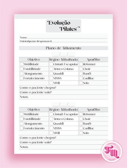 Fichas Evolução Pilates - Arquivo Digital