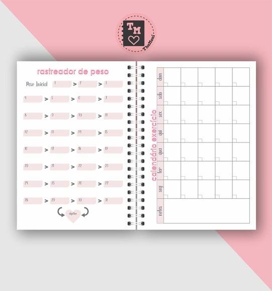 Planner Mensal Fitness - Miolo em Arquivo Digital
