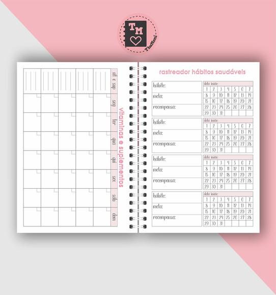 Planner Mensal Fitness - Miolo em Arquivo Digital