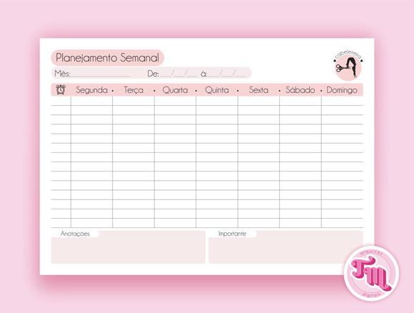 Planner Semanal Cabeleireira - Arquivo Digital