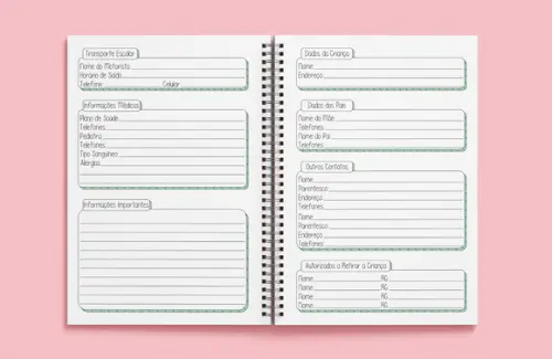 Agenda Escolar Berçário - Miolo em Arquivo Digital