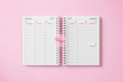 Agenda Rosa Visão Semanal 2027 - Miolo Arquivo Digital