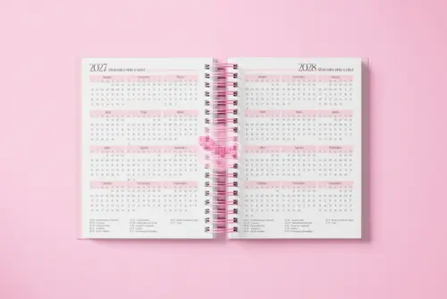 Agenda Rosa Visão Semanal 2027 - Miolo Arquivo Digital