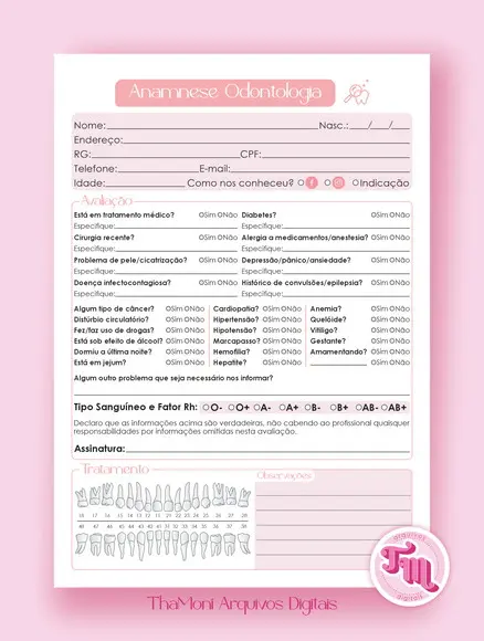 Anamnese Odontologia - Arquivo Digital