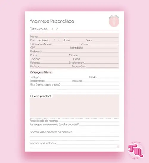 Anamnese Psicanalítica Rosa - Arquivo Digital