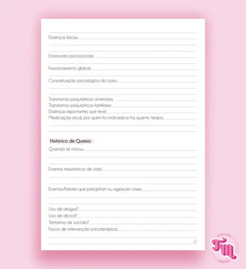 Anamnese Psicanalítica Rosa - Arquivo Digital