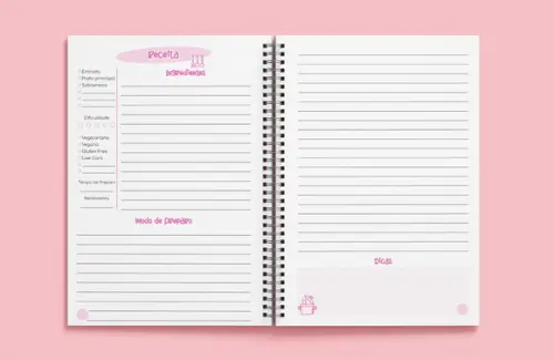 Caderno de Receitas Pink Funny - Miolo em Arquivo Digital