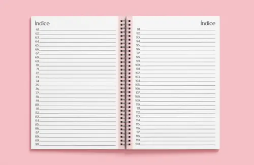Caderno Numerado Rosa com Índice - Miolo em Arquivo Digital