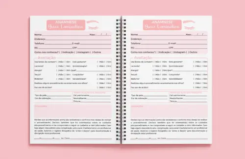 Ficha Anamnese Brow Lamination - Miolo em Arquivo Digital