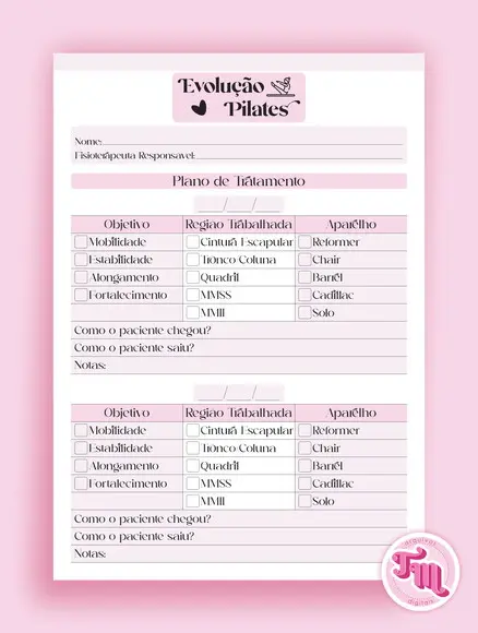 Fichas Evolução Pilates - Arquivo Digital