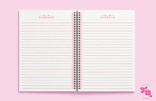 Miolo Caderno Pautado Rosa - Arquivo Digital