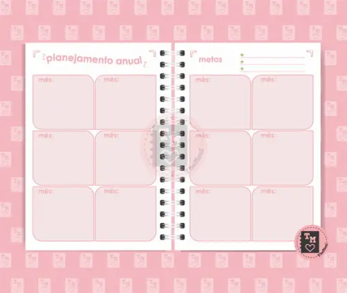 Planner Controle Financeiro 2 Rosa - Miolo Arquivo Digital