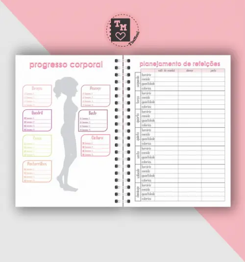 Planner Mensal Fitness - Miolo em Arquivo Digital