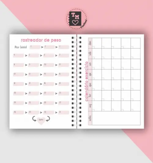 Planner Mensal Fitness - Miolo em Arquivo Digital