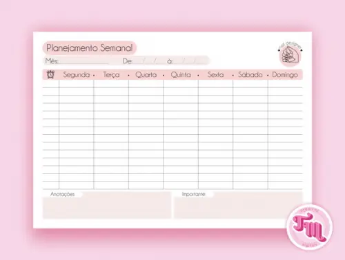Planner Semanal Manicure - Arquivo Digital