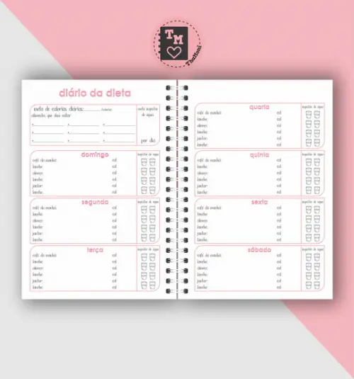 Planner Mensal Fitness - Miolo em Arquivo Digital