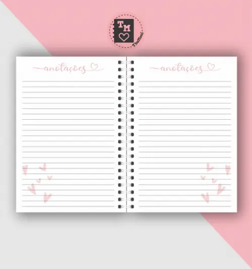 Planner Semanal Rosa - Miolo em Arquivo Digital