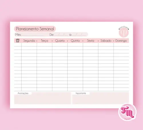 Planner Semanal Psicologia - Arquivo Digital