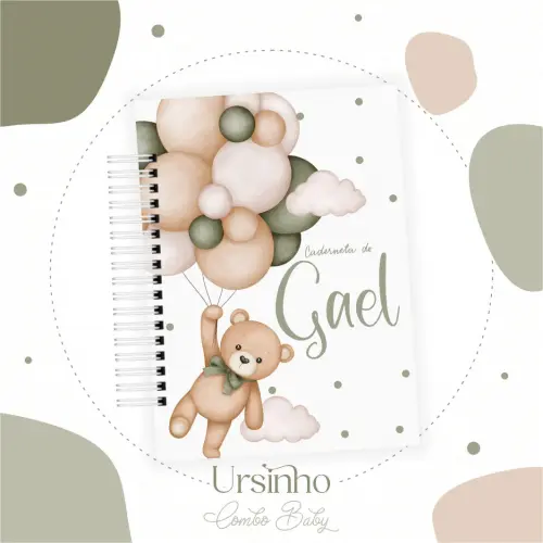 Caderneta de saúde personalizada - Caderneta de vacinação personalizada - Ursinho