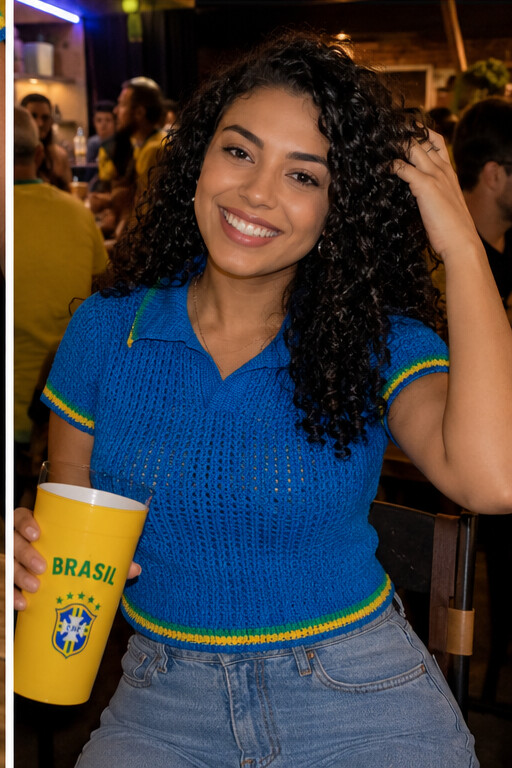 Camiseta Polo Brasil Crochê