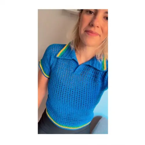 Camiseta Polo Brasil Crochê