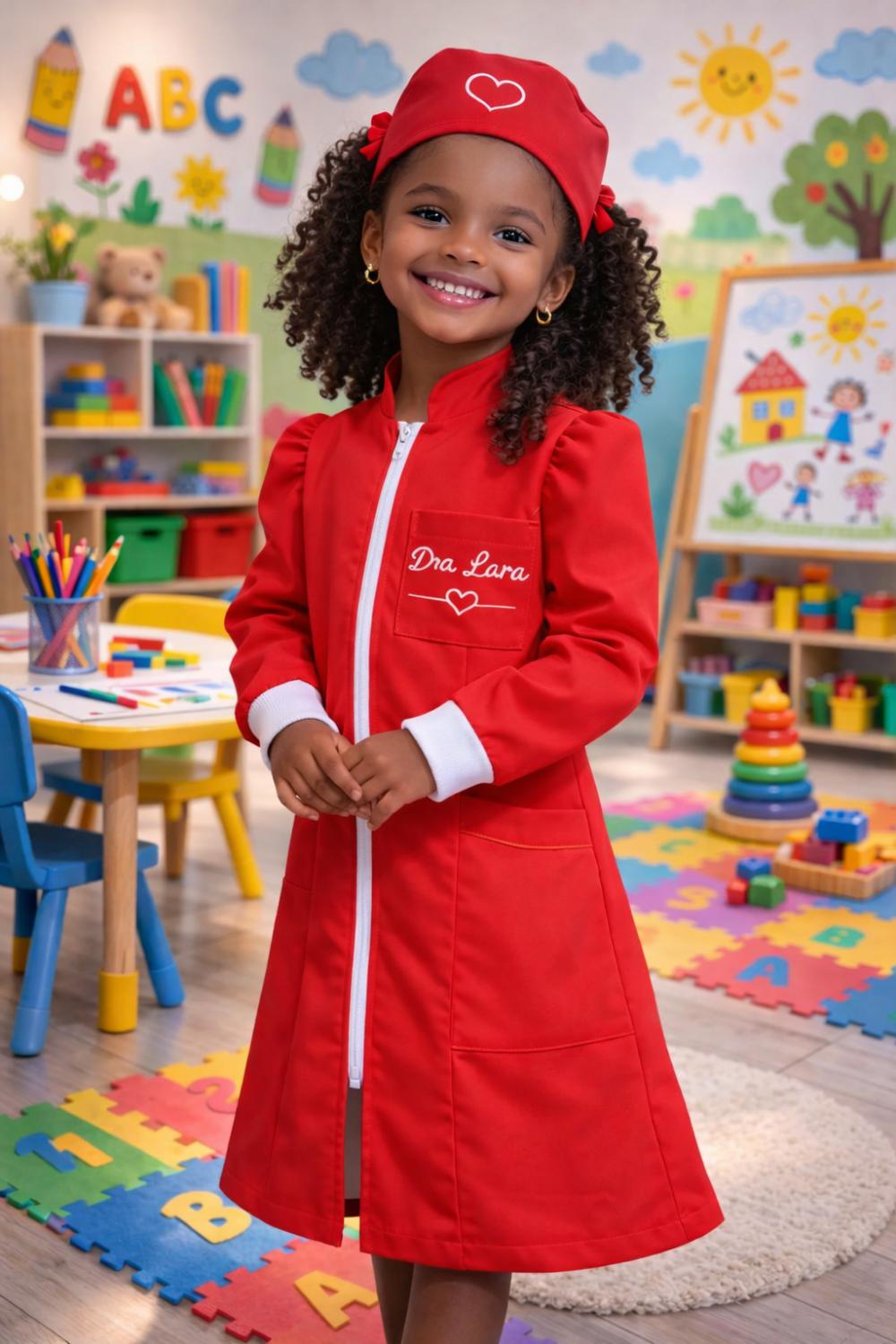 Jaleco Infantil Feminino Princesa para Pequenas Doutoras