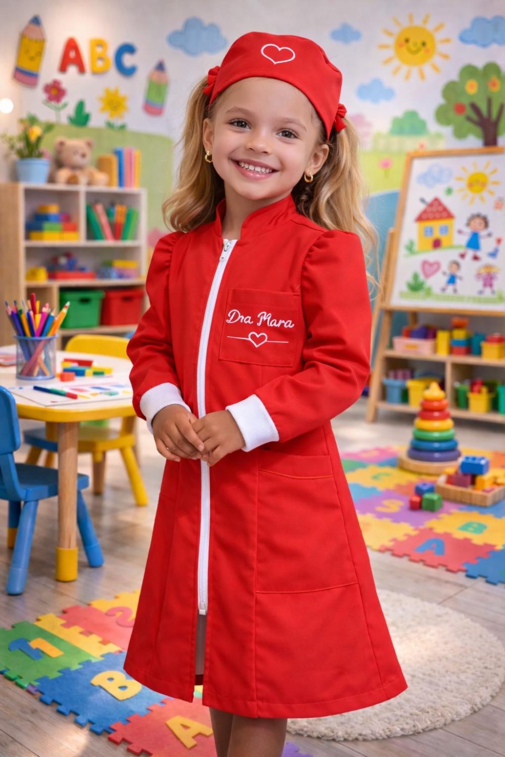Jaleco Infantil Feminino Princesa para Pequenas Doutoras