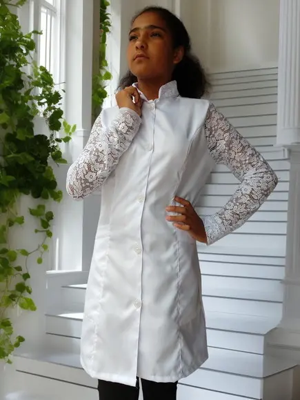 Jaleco Manga em Renda Elegância Sob Medida