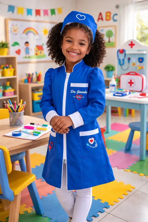 Jaleco Infantil Feminino Princesa para Pequenas Doutoras