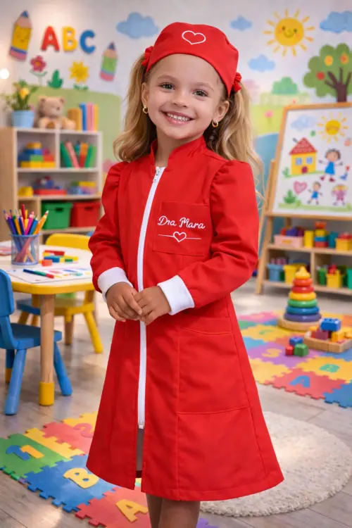 Jaleco Infantil Feminino Princesa para Pequenas Doutoras