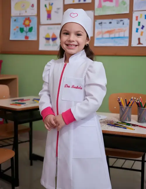 Jaleco Infantil Feminino Princesa para Pequenas Doutoras