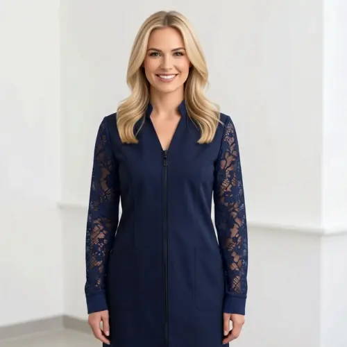 Jaleco Manga em Renda Elegância Sob Medida