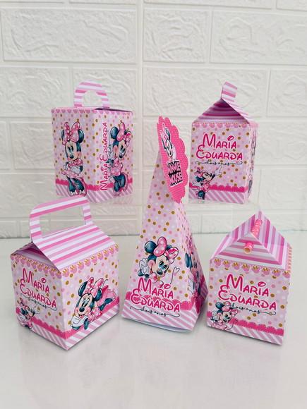 20 Caixas Minnie Rosa - Pegue e Monte