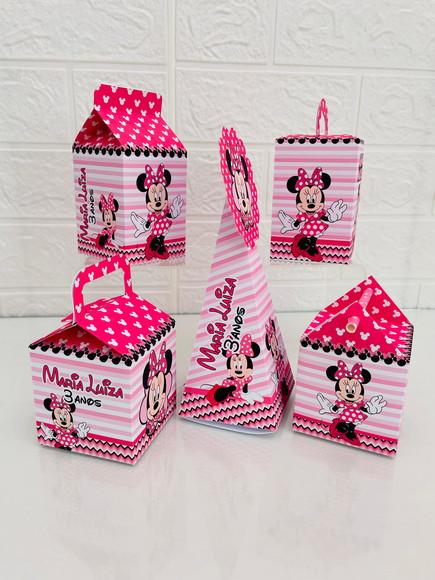 20 Caixas Minnie Rosa - Pegue e Monte