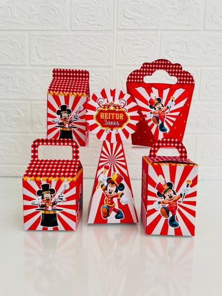 30 Caixas Mickey Circo - Pegue e Monte
